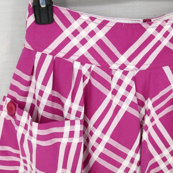 Paper Doll Skirt Juniors Large Pink White Plaid Pleated Lined Swing Rockabilly - Picture 6 of 11